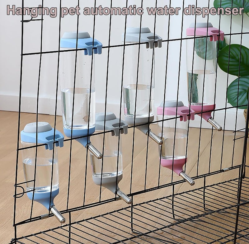 DEEUCHIS Dog Crate Water Bottle - 17 oz No Drip Kennel Pet Water Dispenser, Easy-to-Use Cage Water Bottle for Dogs, Cats, Small Animals, 500ML, Grey - Image 4